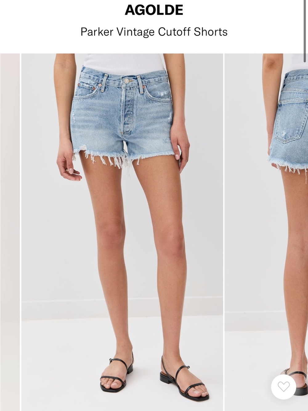 Agolde Dark Blue High-Rise Distressed Jean Shorts - Picture 2 of 6